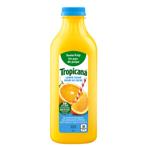 Tropicana Orange Juice Lower Sugar Some Pulp 1.36 L