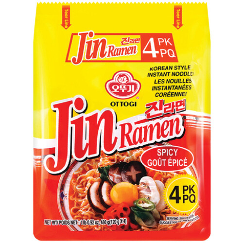 Ottogi Jin Ramen Instant Noodles Spicy 4 x 120 g