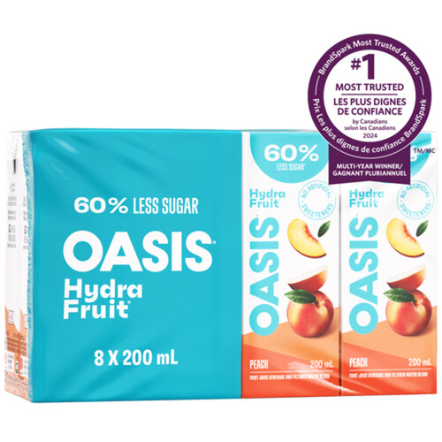Oasis Hydrafruit Juice Boxes Peach 8 x 200 ml