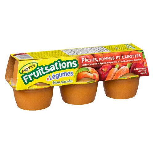 Mott's Fruitsations Fruit & Veggie Snack Unsweetened Peach Apple Carrot 6 x 111 g