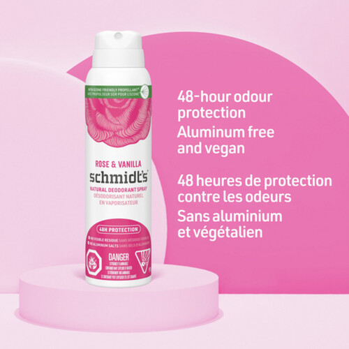 Schmidt's Natural Deodorant Spray For Women And Men Rose & Vanilla 91 g