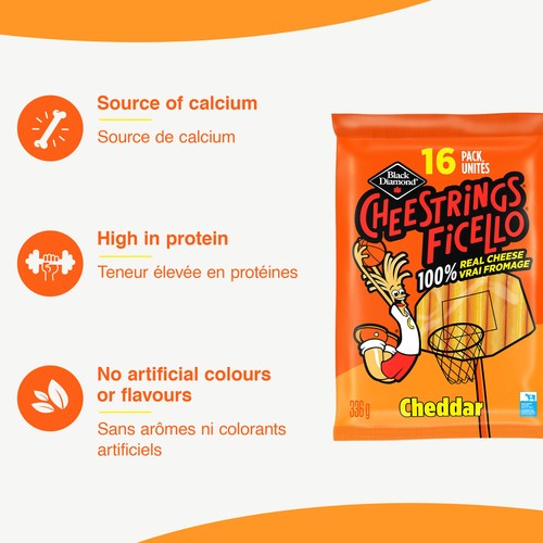 Black Diamond Cheestrings Cheddar 16 Count