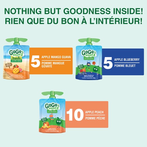 GoGo Squeez Fruit Sauce Snack Pouches No Sugar Added Variety Pack 20 x 90 g