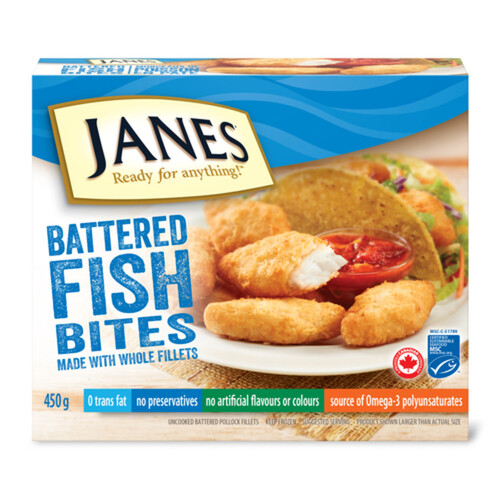 Jane's Frozen Battered Fish Bites 450 g