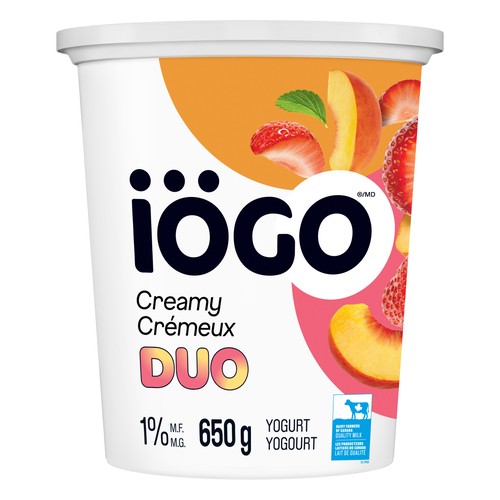 iÖGO 1% Creamy Duo Yogurt Tub Strawberry-Peach 650 g