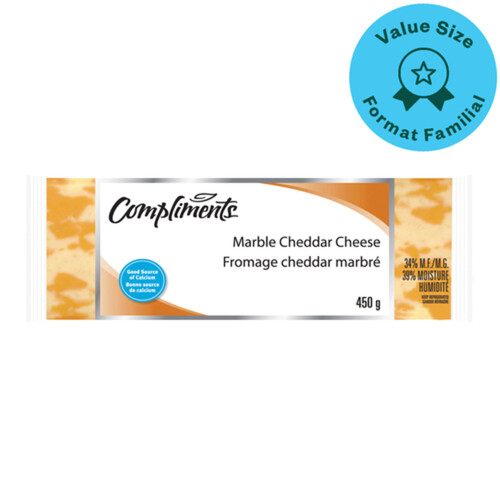 Compliments Marble Cheddar Cheese Mild Value Size 450 g