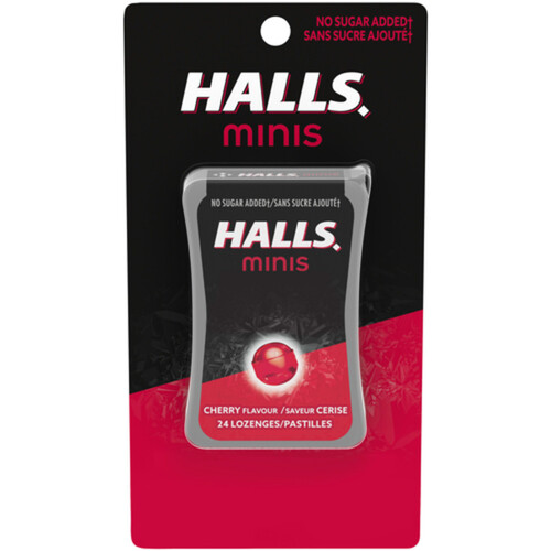 Halls Minis Mentho-Lyptus No Sugar Added Cough Drops Cherry Flavour 24 Lozenges