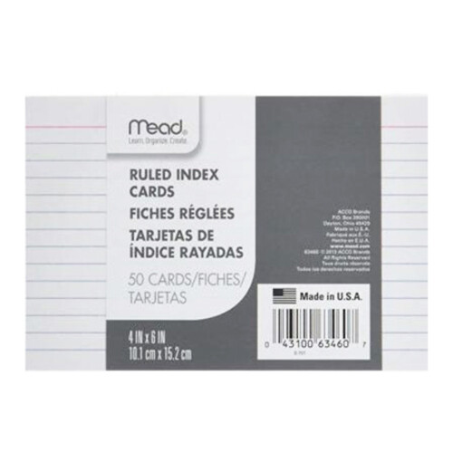 Hilroy 4 X 6 Plain Index Cards 50 EA