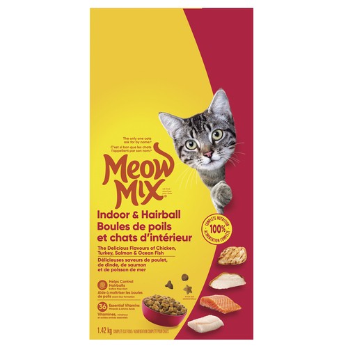 Meow Mix Dry Cat Food Indoor & Hairball 1.42 kg 