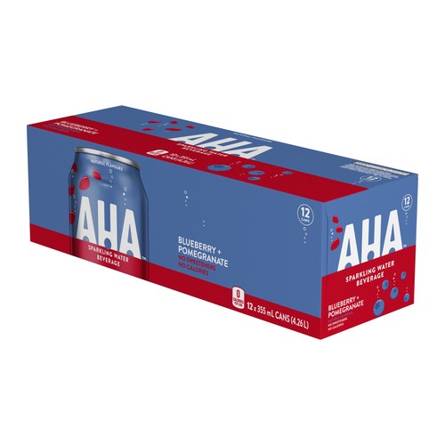 Aha Sparkling Water Blueberry Pomegranate Fridge Pack 12 x 355 ml (cans)