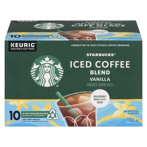 Starbucks Coffee Pods Iced Coffee Blend Vanilla 10 K-Cups 115 g