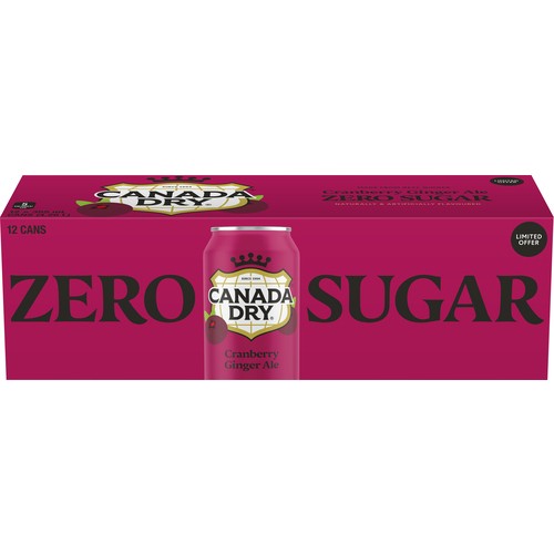 Canada Dry Zero Sugar Soda Cranberry Ginger Ale 12 x 355 ml (cans)