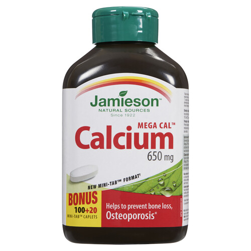 Jamieson Mega Cal Calcium Supplement 650 mg 120 Count