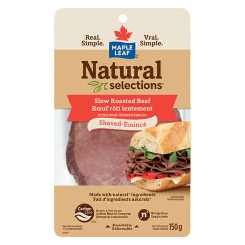 Maple Leaf Natural Selections Deli Shaved Beef Slow Roasted 150 g