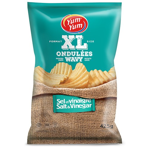 Yum Yum Wavy Potato Chips Salt & Vinegar 425 g