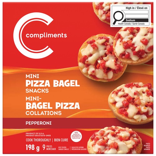 Compliments Frozen Mini Pizza Bagel Snacks Pepperoni 198 g
