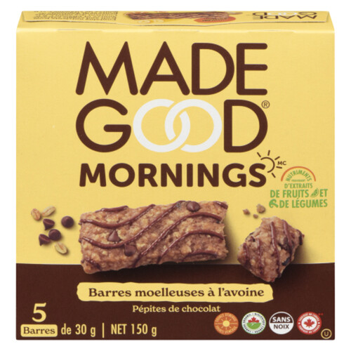 Made Good Nut-Free Mornings Oat Bars Chocolate Chip 5 x 30 g