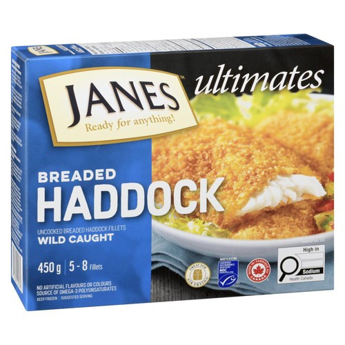 Janes Frozen Haddock Fillets Breaded Uncooked 450 g