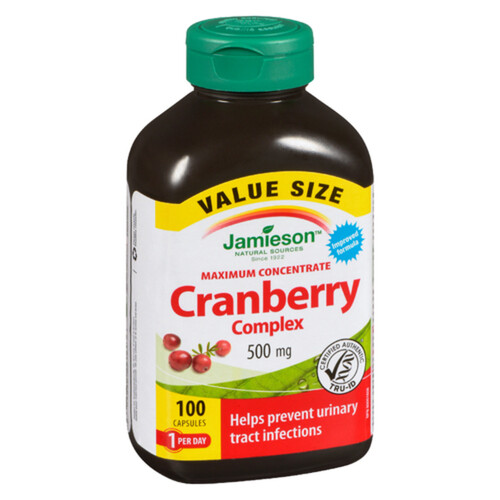 Jamieson Supplements 500 mg Cranberry Complex Capsules 100 Count