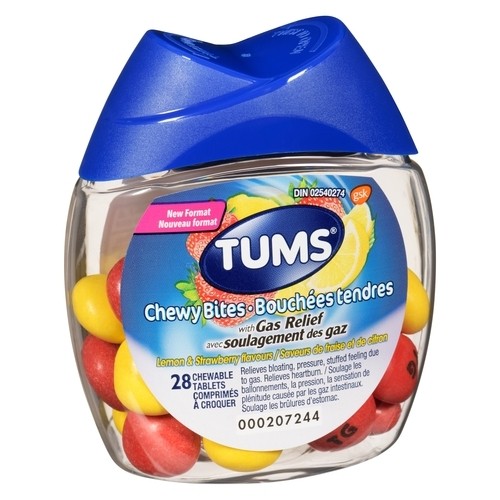 Tums Chewy Bites Gas Relief Lemon & Strawberry 28 Count