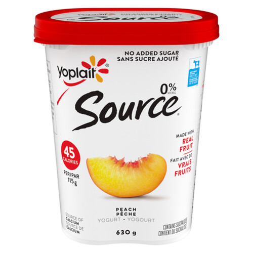 Yoplait Source 0% Smooth Traditional Yogurt No Added Sugar Peach 630 g