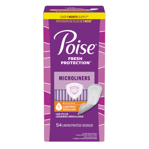 Poise Microliners Panty Liner Regular 54 Count - Voilà Online