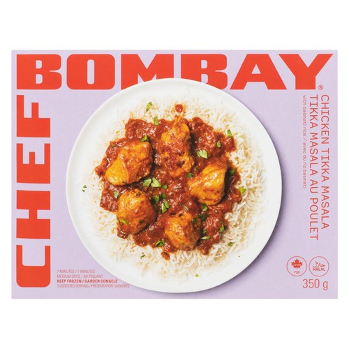 Chef Bombay Frozen Meal Chicken Tikka Masala With Basmati Rice Medium Spice 350 g