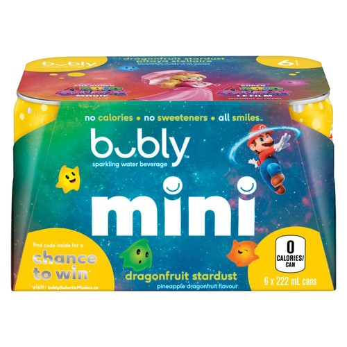 Bubly Sparkling Water Dragonfruit Stardust 6 x 222 ml (cans)