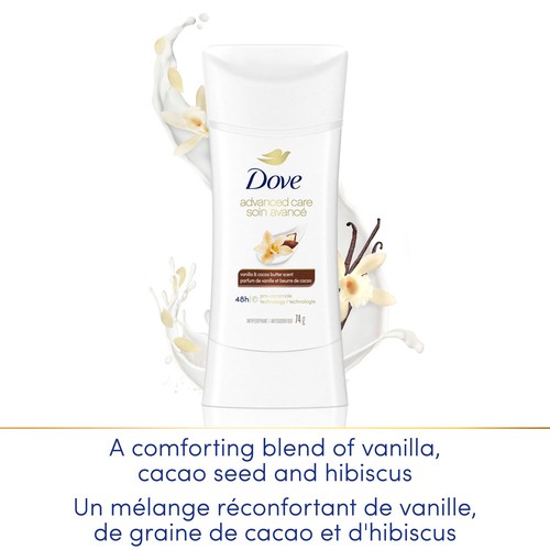 Dove Advanced Care Antiperspirant Vanilla & Cocoa Butter Scent Deodorant 74 g