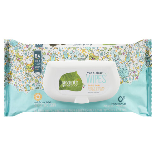 Seventh Generation Free & Clear Baby Wipes Hypoallergenic
