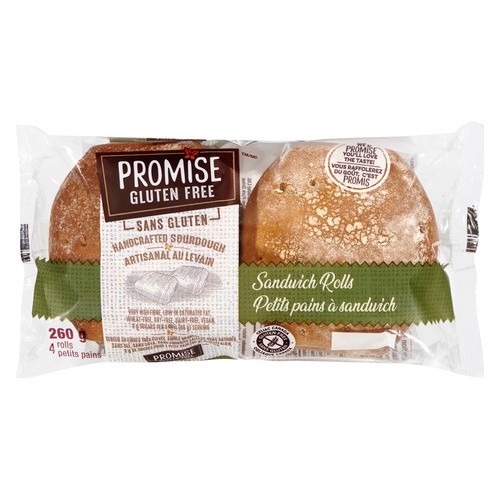 Promise Gluten-Free Sandwich Rolls Handcrafted Sourdough 4 Pack 260 g (frozen)