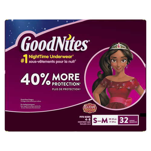 Goodnites Nighttime Underwear For Girls Size S/M 32 Count - Voilà Online  Groceries & Offers