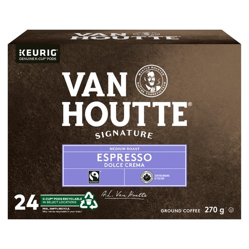 Van Houtte Coffee Pods Espresso Dolce Crema Medium Roast 24 K-Cups 270 g