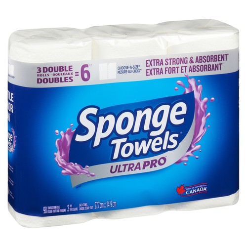 Sponge Towels Paper Towel Ultra 2-Ply 3 Double Rolls x 98 Sheets