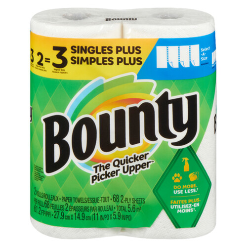 Bounty Select A Size Paper Towel White 2-Ply 2 Rolls x 68 Sheets 