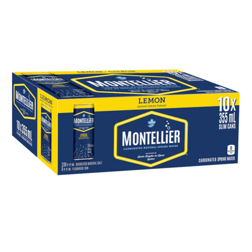 Montellier Carbonated Natural Spring Water Lemon 10 x 355 ml (cans)