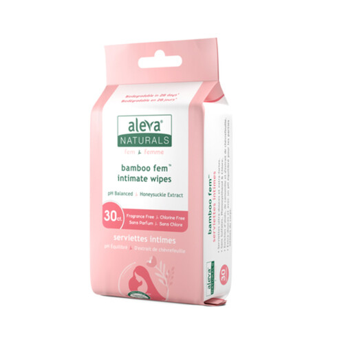 Aleva Naturals Bamboo Wipes Feminine 30 Count