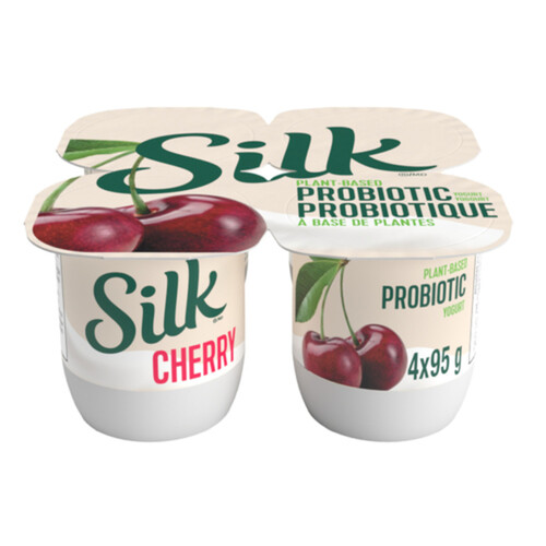 Silk Plant-Based Probiotics Yogurt Cherry Smooth 4 x 95 g