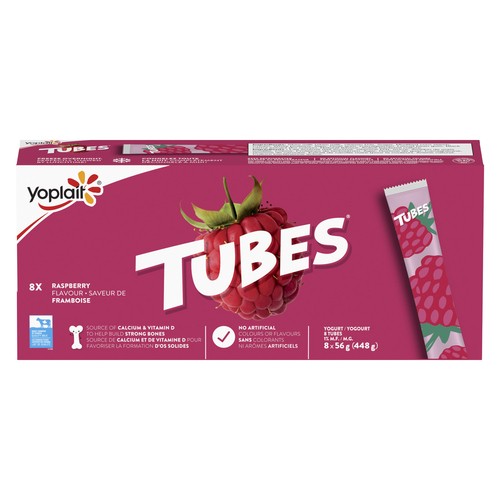 Yoplait 1% Yogurt Tubes Kids Snacks Raspberry 8 x 56 g