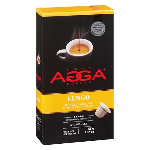 Agga Coffee Pods Lungo Espresso Blend 10 Capsules 53 g