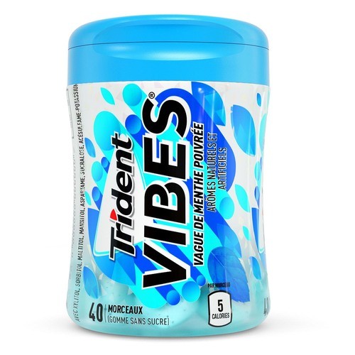 Trident Sugar Free Vibes Gum Peppermint Wave In Bottle 40 Pieces 