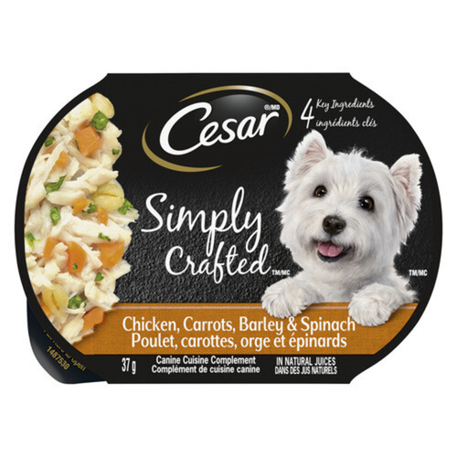Cesar Wet Dog Food Adult Simply Crafted Chicken Carrots Barley & Spinach 37 g