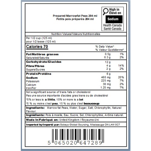 Sainsbury's Canned Processed Peas British Marrowfat 284 ml