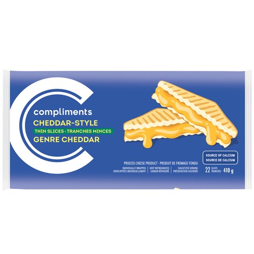 Compliments Thin Sliced Cheese Cheddar Style 22 Slices 410 g