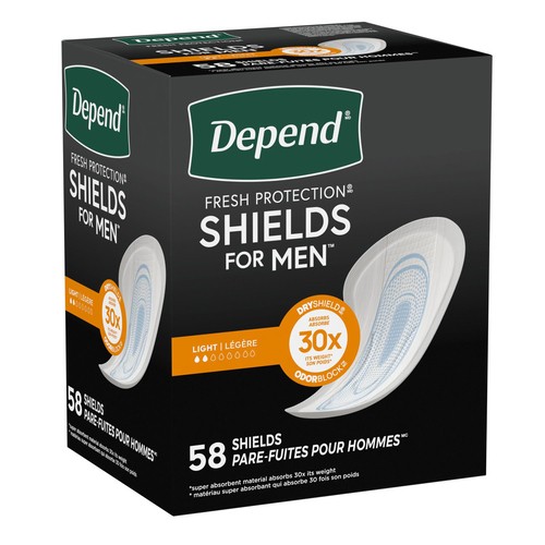 Depend Shields For Men Light 58 Count