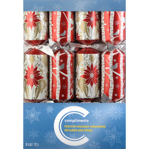 Compliments Christmas Crackers 12 Inch 8 Pack 