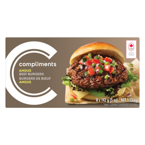 Compliments Frozen Burgers Angus Beef 8 Patties 1.13 kg