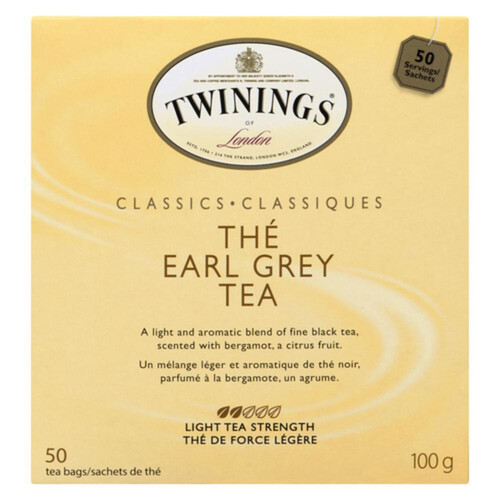 Twinings Of London Black Tea Earl Grey Classics 50 Tea Bags