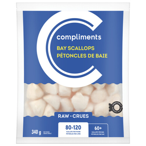 Compliments Frozen Bay Scallops Raw 340 g