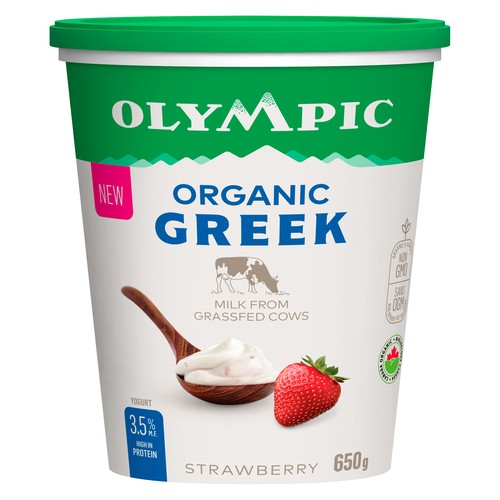 Olympic 3.5% Yogurt Organic Greek Strawberry 650 g